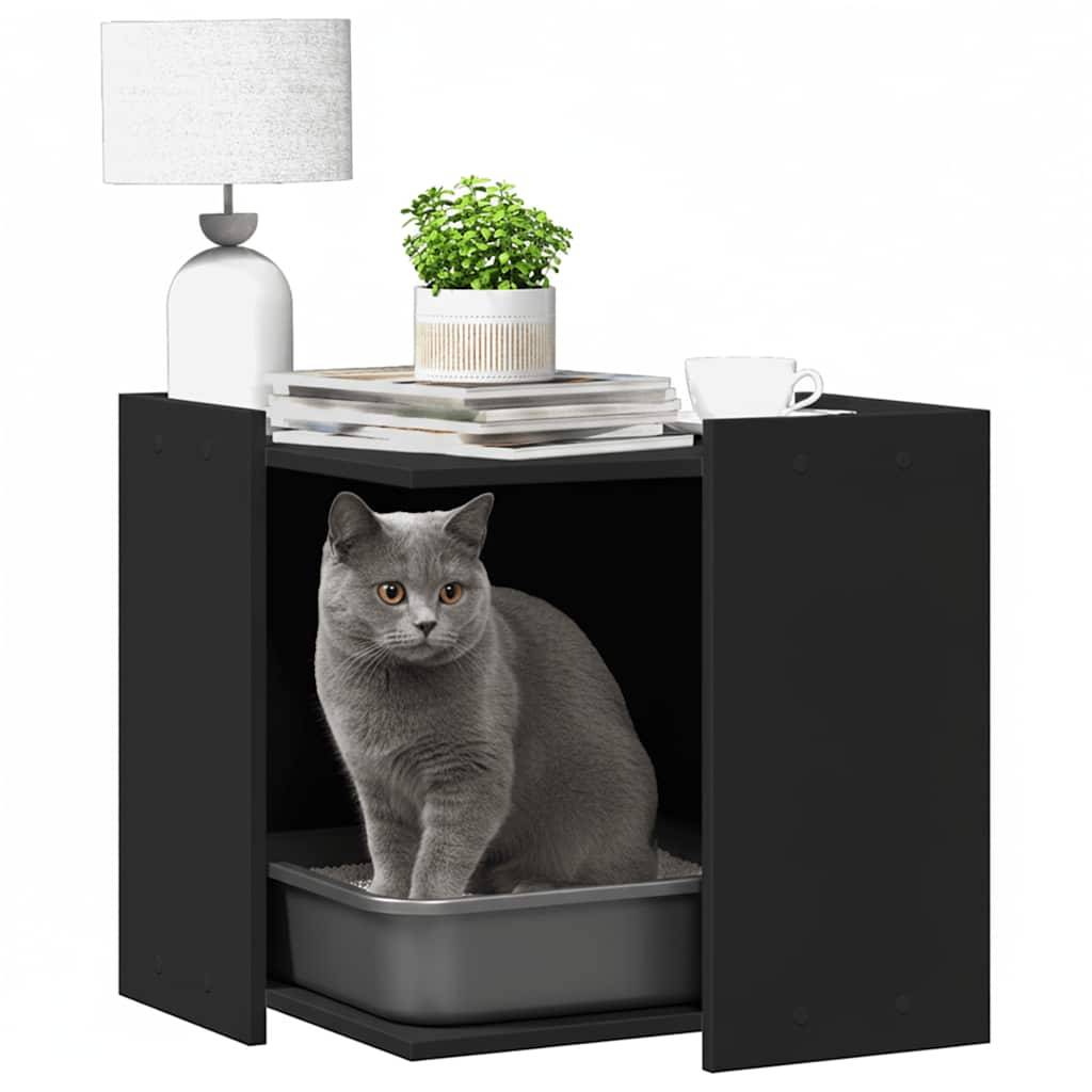 Vidaxl - Meuble de bac à litière pour chat noir bois d'ingénierie vidaXL 857752 - Image 4