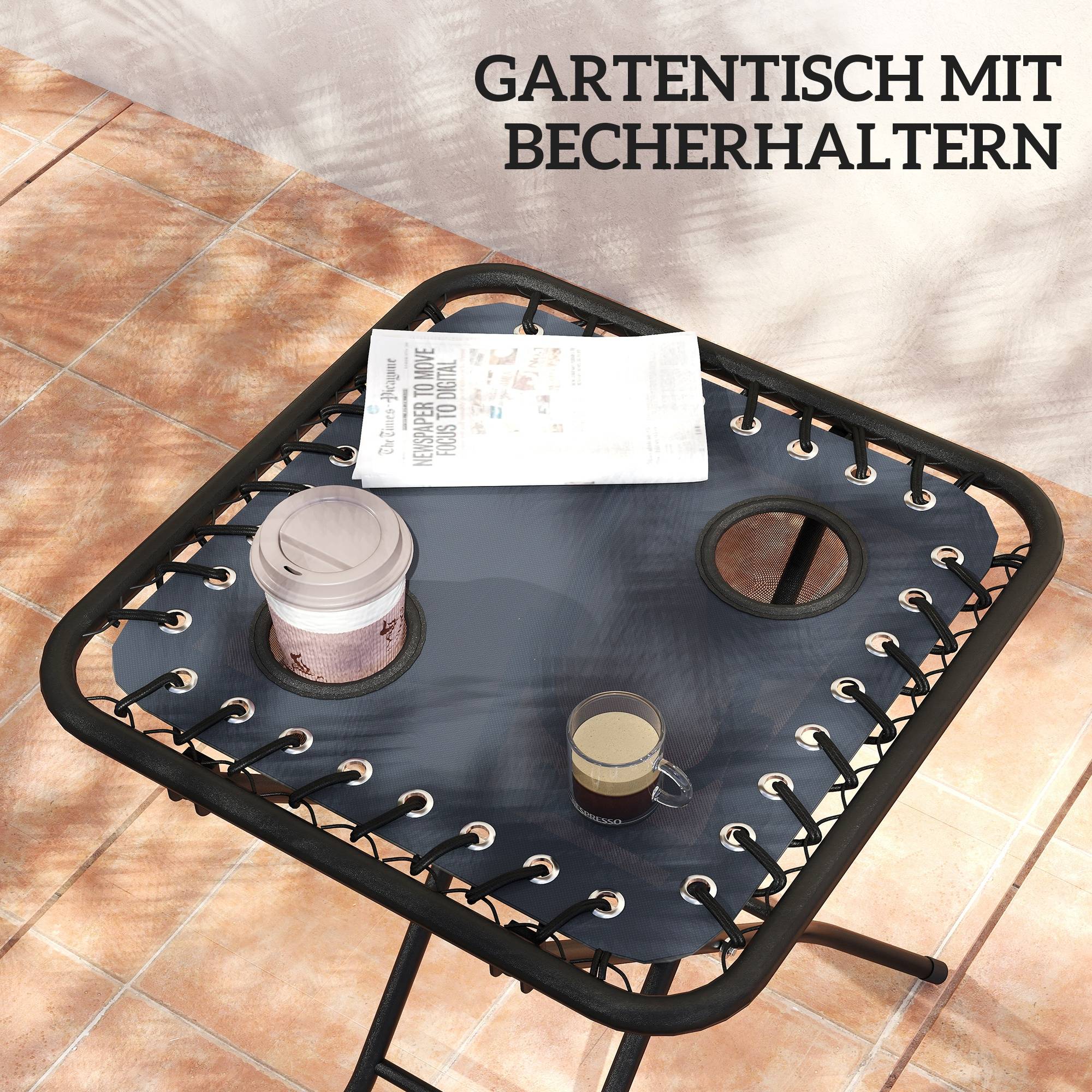 Lot 2 Bains de Soleil Acier Jardin Terrasse Zéro Gravité Avec Table 90x65cm Gris - ComfortXL Outdoor Living - Image 7