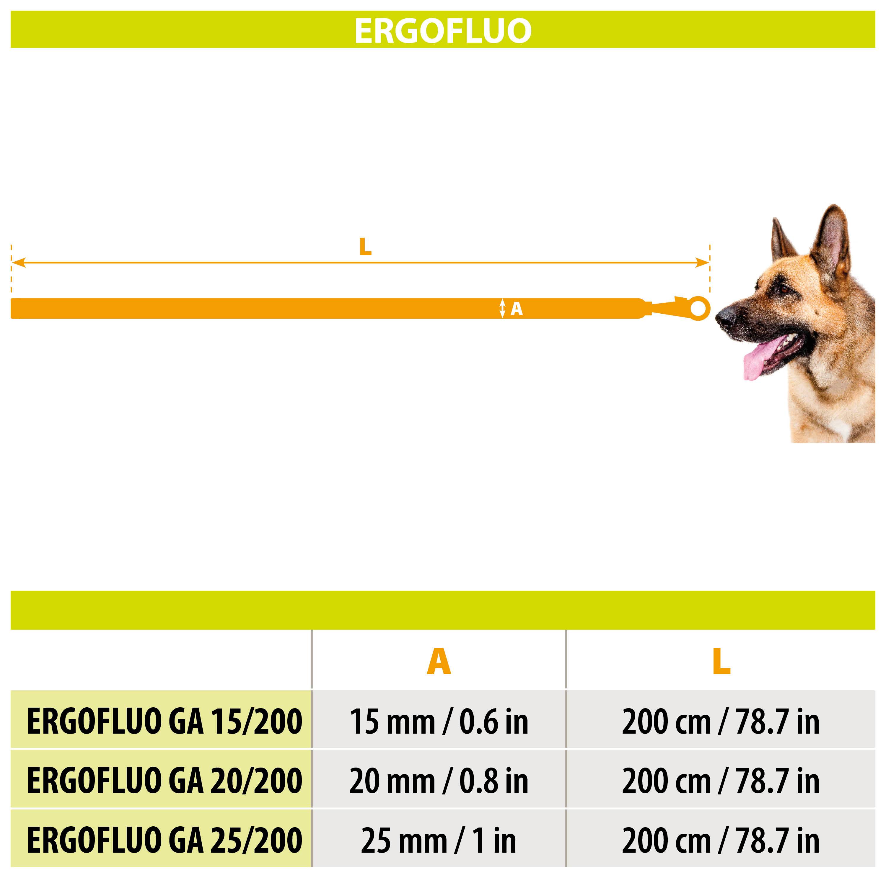 Ferplast - Ferplast Laisse pour chien Ferplast ERGOFLUO, Laisse de dressage pour chien taille grande, Poignée Rembourrée, Mousqueton en métal. Longueur réglable. - Imagen 2