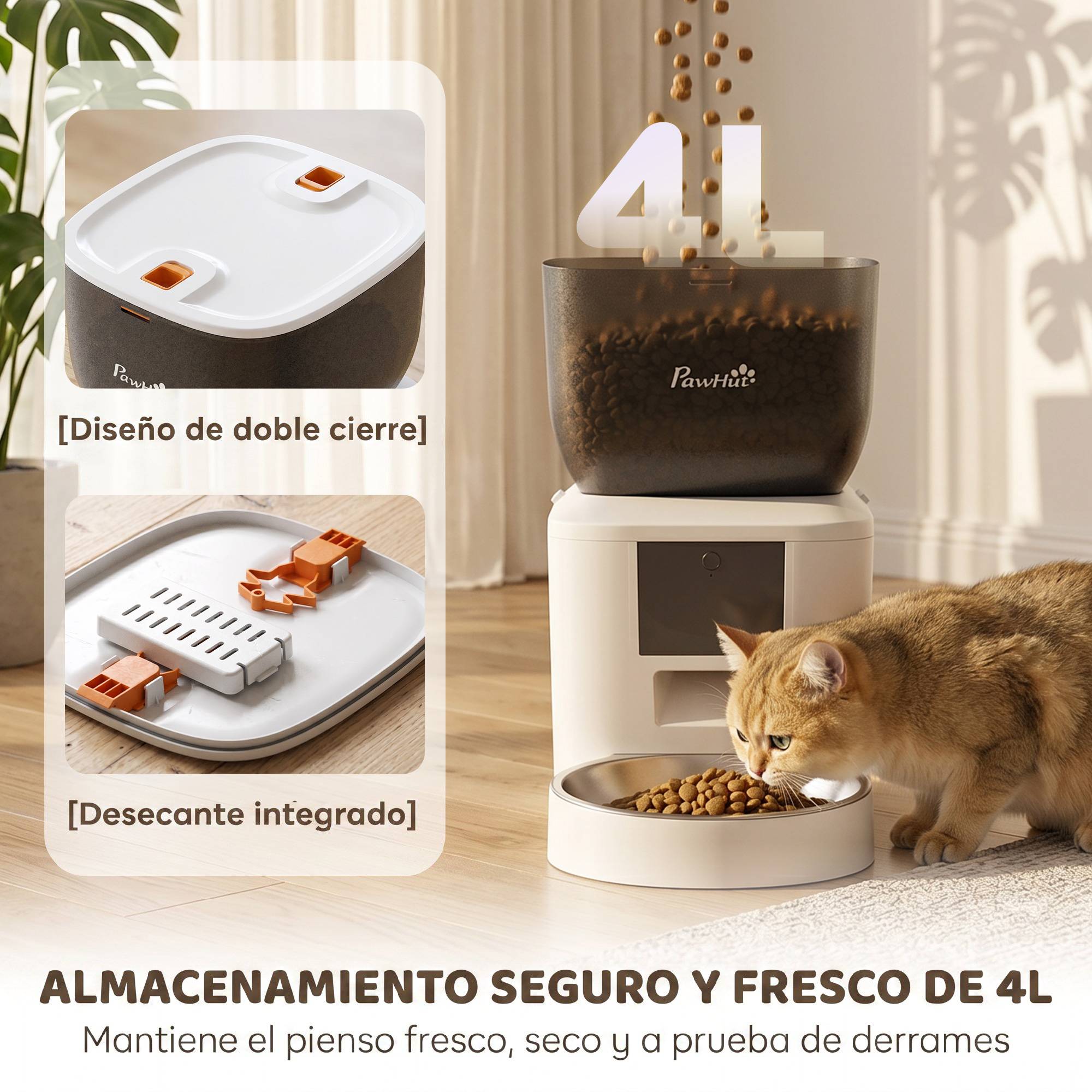 Distributeur automatique 4L WiFi 2.4G chat chien, pilotage appli, bol, 1-10 repas/jour, enregistrement vocal 10s - Image 8