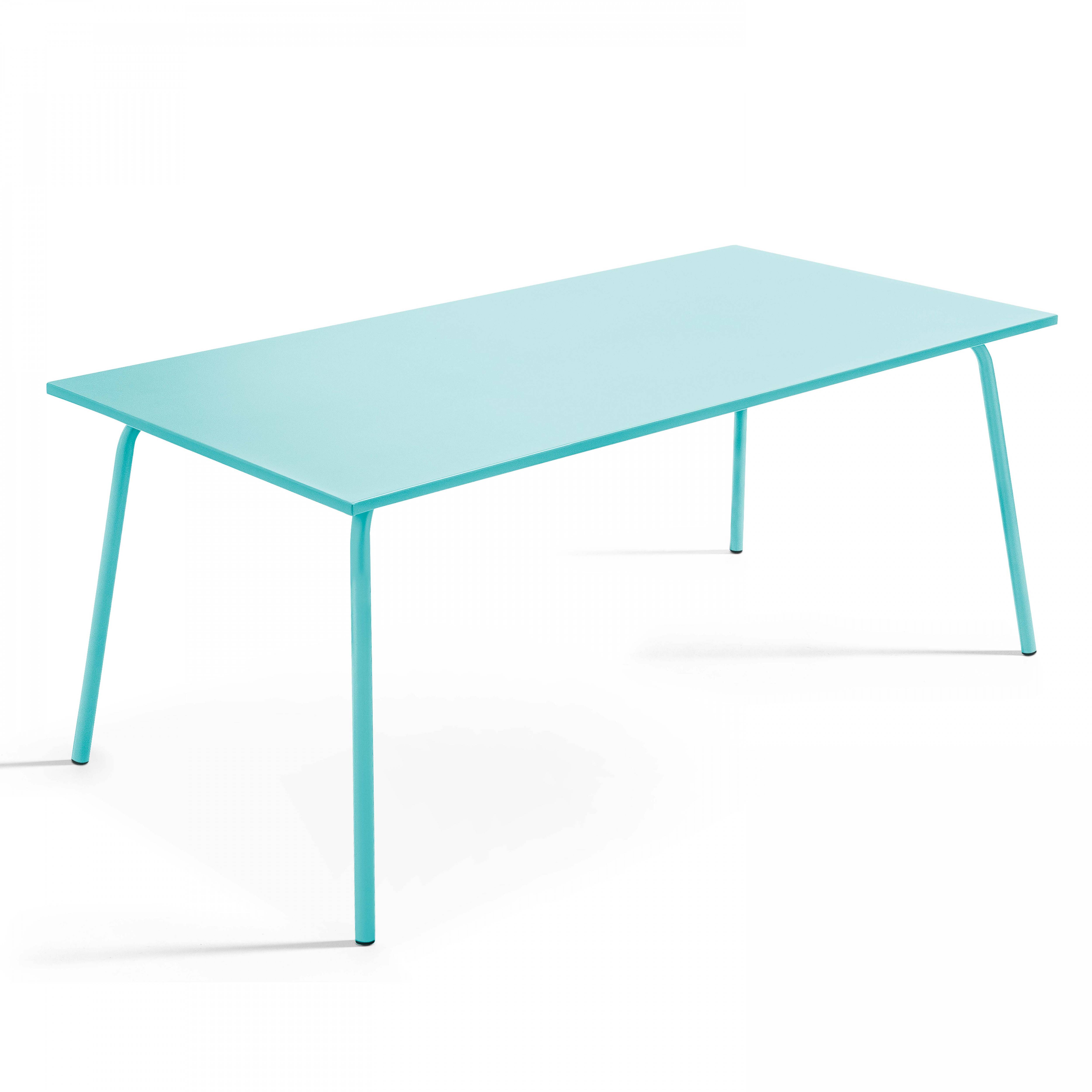 Oviala - Ensemble table de jardin et 6 fauteuils en métal turquoise Palavas - Oviala - Imagen 3