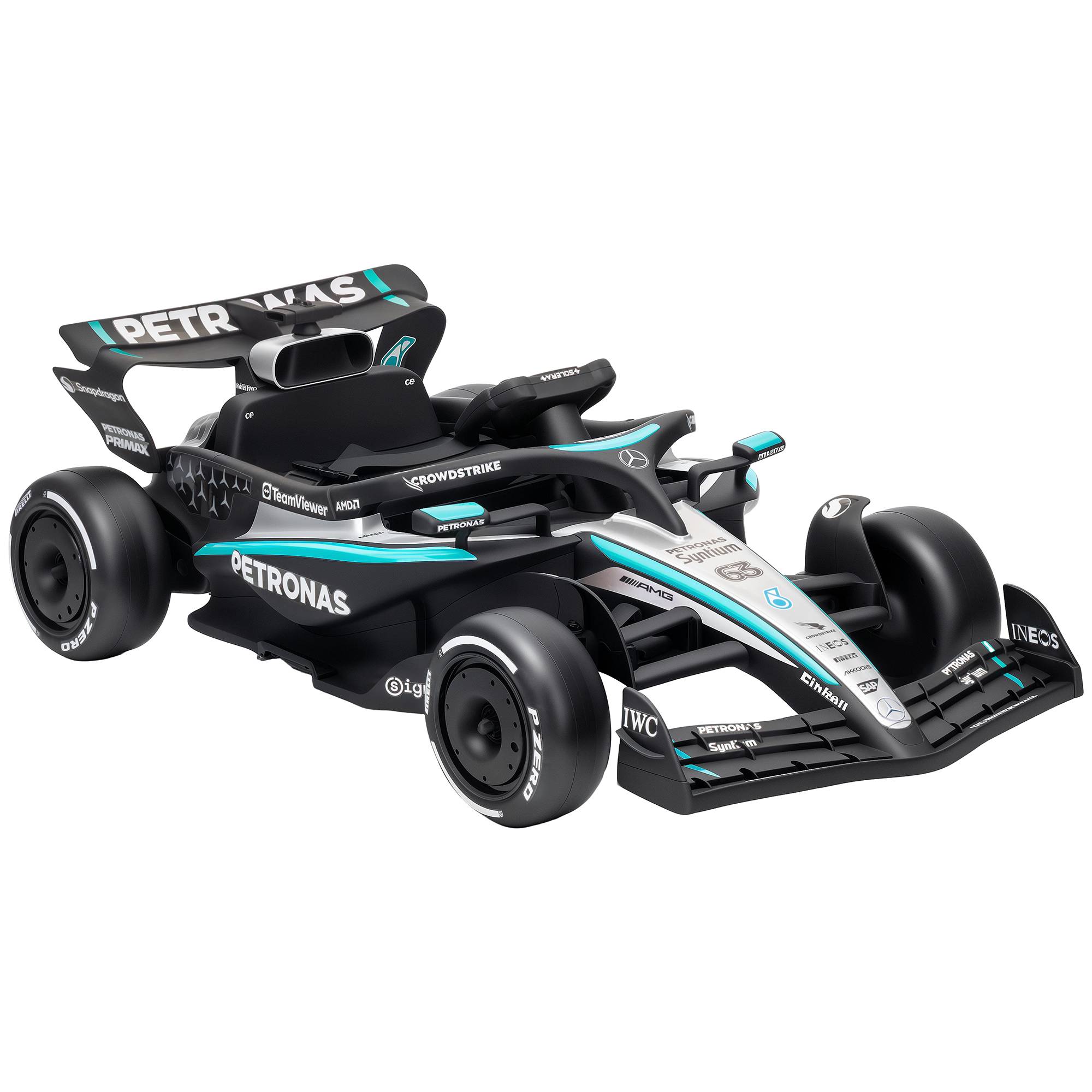 Mercedes-AMG PETRONAS F1 12V kart électrique enfant, batterie lithium, 2 moteurs, démarrage doux - Image 1