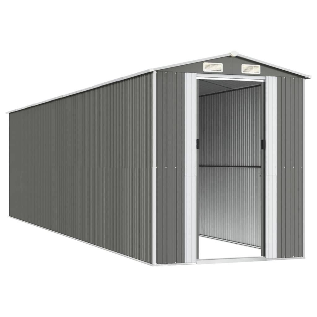 Helloshop26 - Abri de jardin cabane cabanon maison de stockage remise extérieur hangar outils robuste clair 192 x 772 x 223 cm acier galvanisé gris - Imagen 3