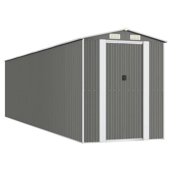 Helloshop26 - Abri de jardin cabane cabanon maison de stockage remise extérieur hangar outils robuste clair 192 x 772 x 223 cm acier galvanisé gris - Imagen 1