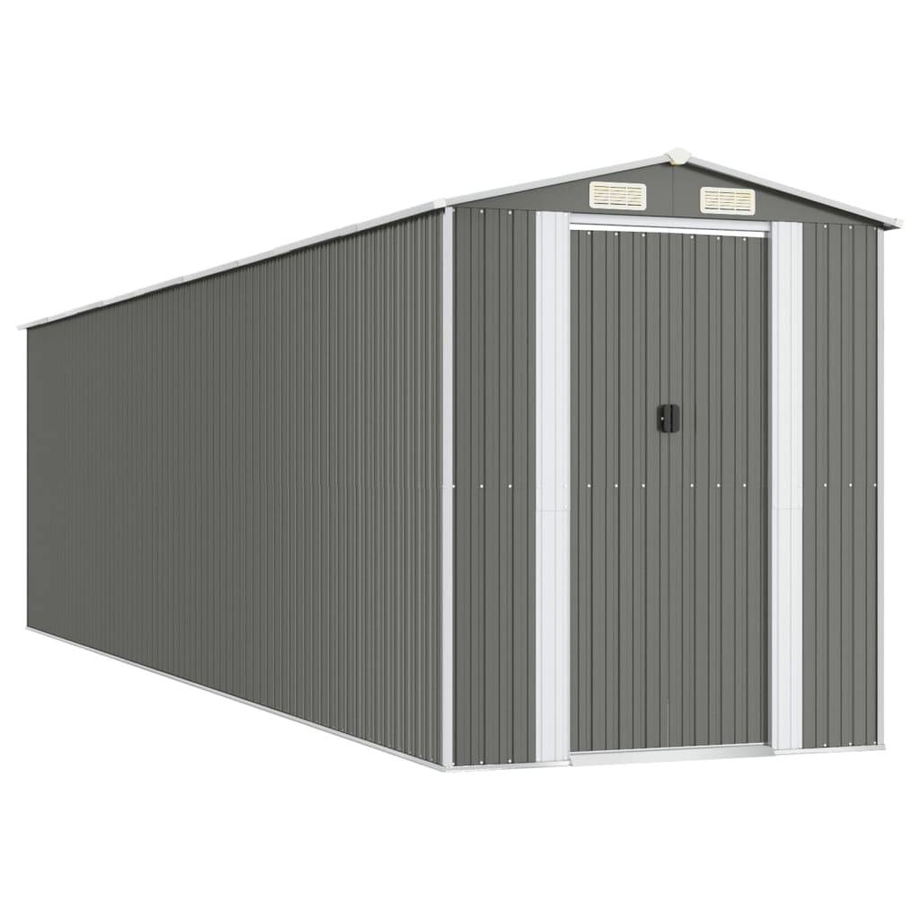 Helloshop26 - Abri de jardin cabane cabanon maison de stockage remise extérieur hangar outils robuste clair 192 x 772 x 223 cm acier galvanisé gris - Imagen 1