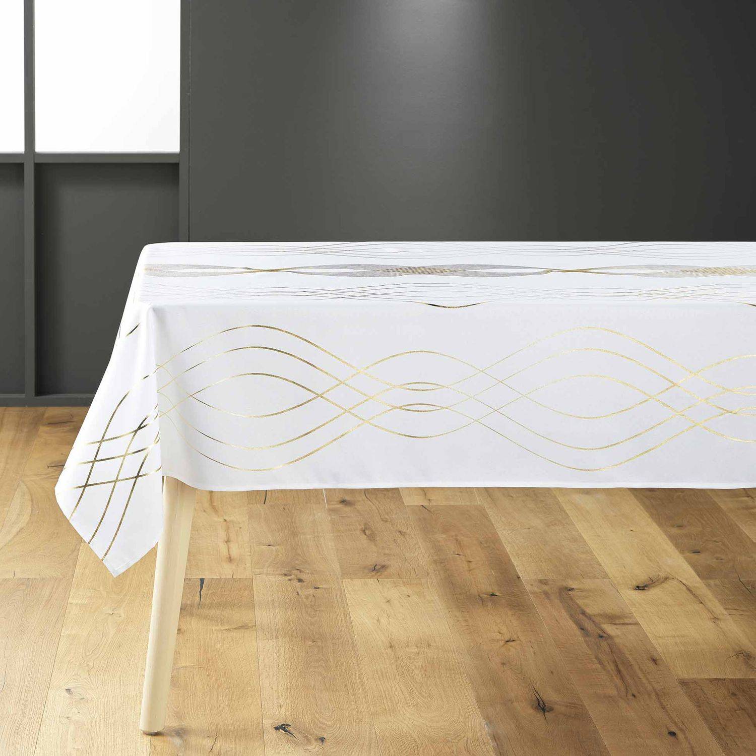 Sans Marque - Nappe rectangulaire antitache et infroissable Rêve d'or - Douceur d'intérieur - Imagen 4