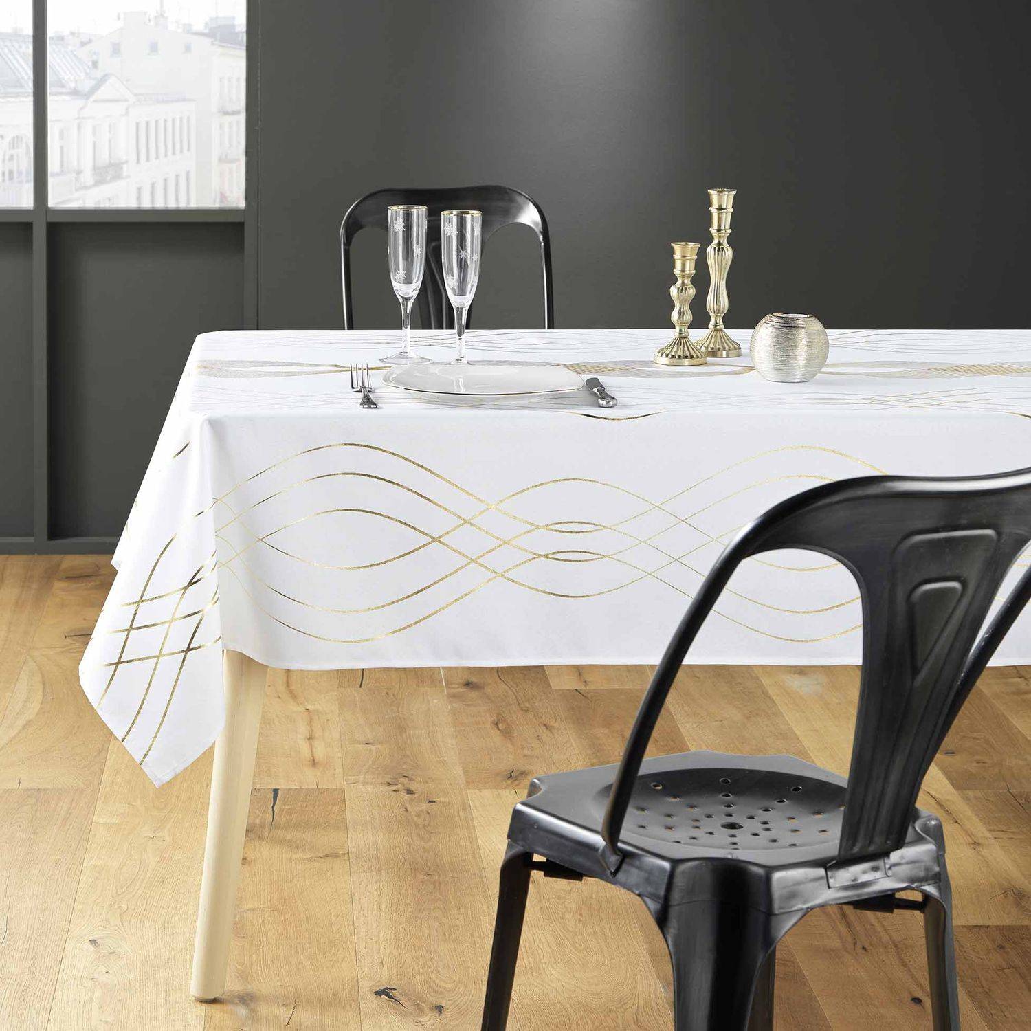 Sans Marque - Nappe rectangulaire antitache et infroissable Rêve d'or - Douceur d'intérieur - Imagen 2