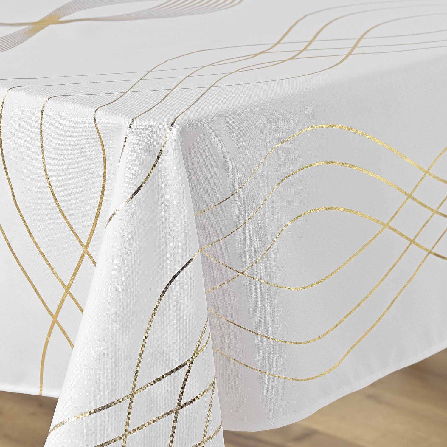 Sans Marque - Nappe rectangulaire antitache et infroissable Rêve d'or - Douceur d'intérieur - Imagen 3