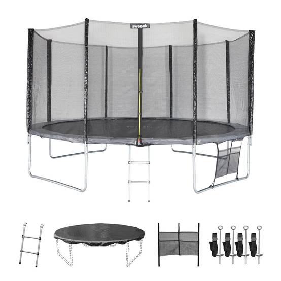 sweeek - Trampoline 430cm gris avec filet de protection. échelle. bâche. filet pour chaussures. kit d'ancrage - Vénus XXL- Trampoline de jardin 430 | sweeek - Image 2