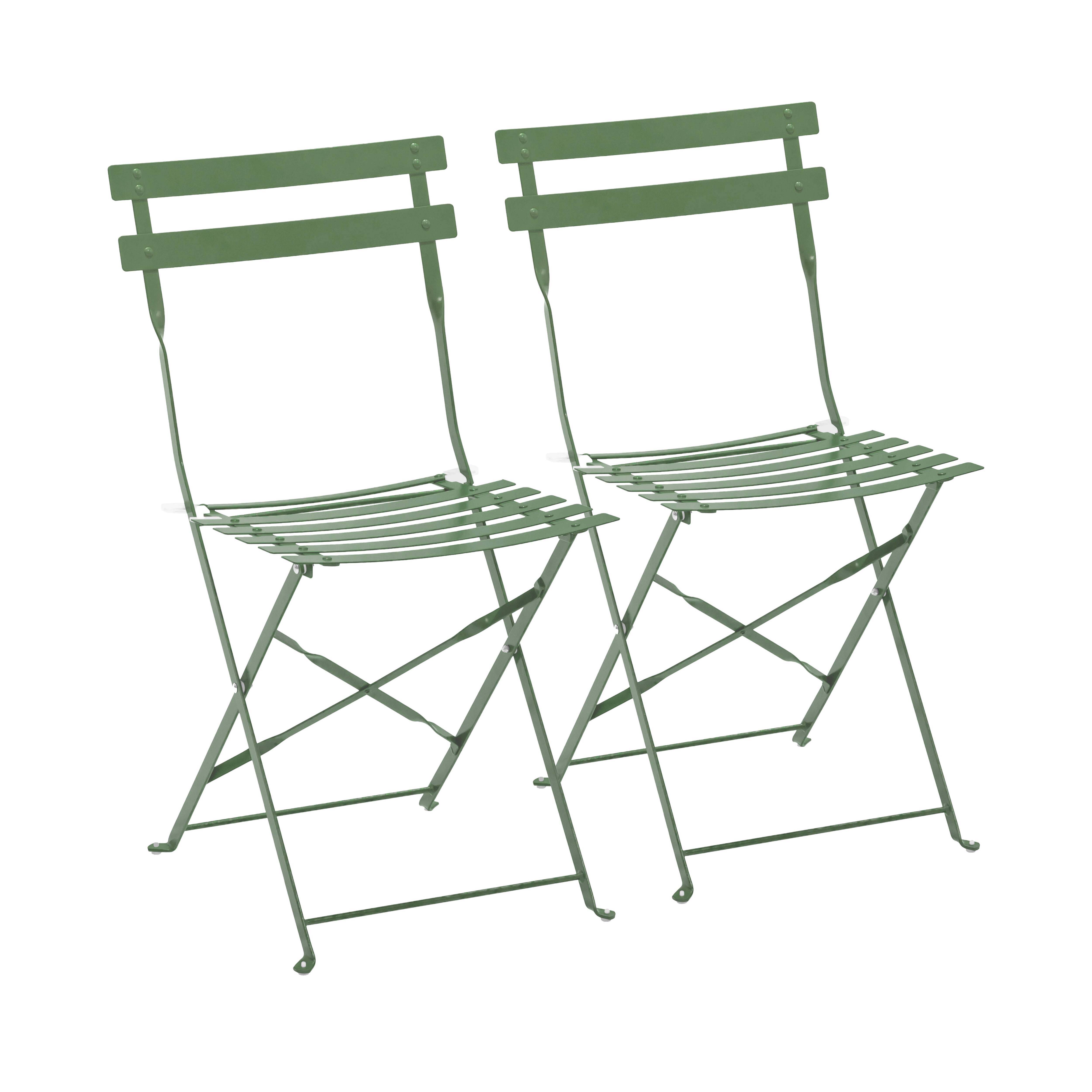 Oviala - Lot de 2 chaises pliantes en acier vert cactus Rome - Oviala - Imagen 1