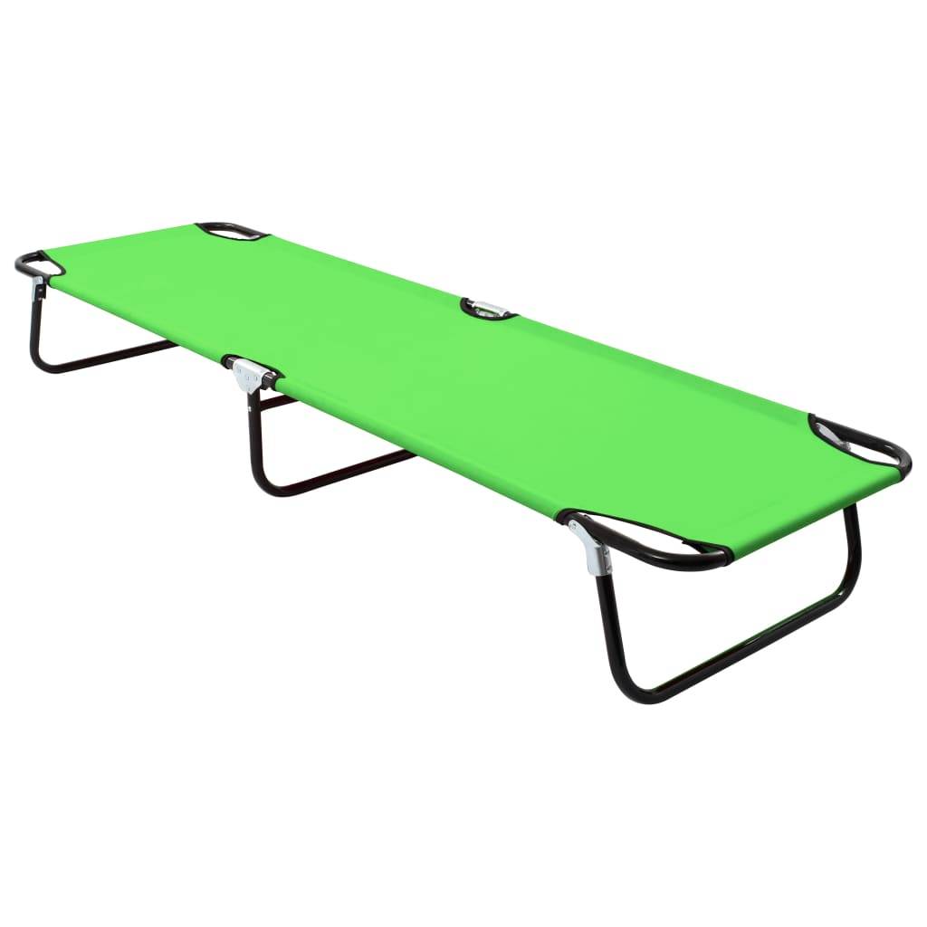 Helloshop26 - Transat chaise longue bain de soleil lit de jardin terrasse meuble d'extérieur pliable acier vert - Imagen 1