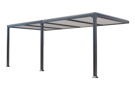 Couleurs du monde - Pergola adossée Seattle 3x6 m lames orientables alu gris anthracite – Couleurs du Monde - Imagen 4