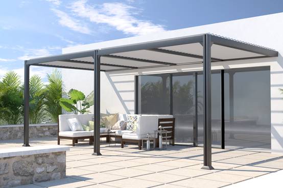 Couleurs du monde - Pergola adossée Seattle 3x6 m lames orientables alu gris anthracite – Couleurs du Monde - Imagen 2