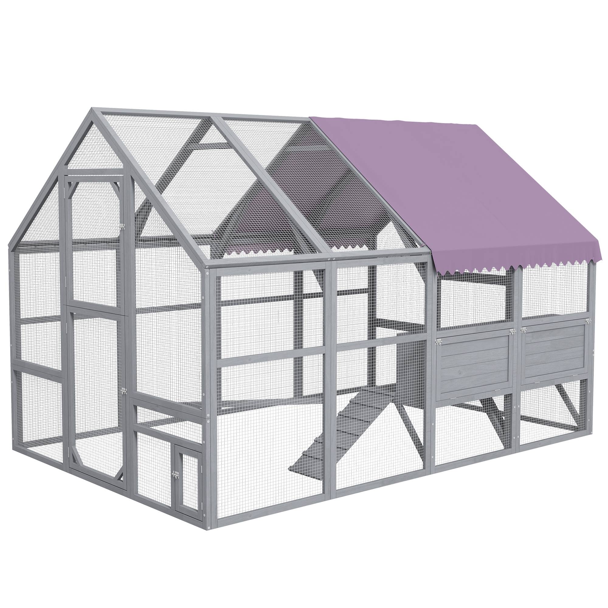 Poulailler cabane accessible, résistant aux intempéries, 280 x 185,5 x 188 cm, gris - Image 2