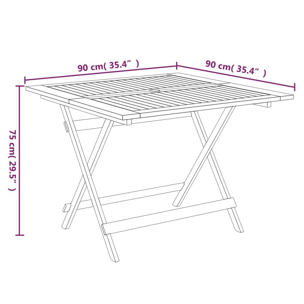 PANGIVO - Table pliable de jardin bois d'acacia 90 x 90 x 75 cm - PANGIVO - Image 7