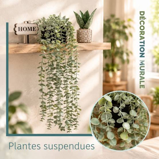 Plante Artificielle Suspendue Eucalyptus Pot Noir Décoration Intérieure Chambre Salle de Bain - Image 7