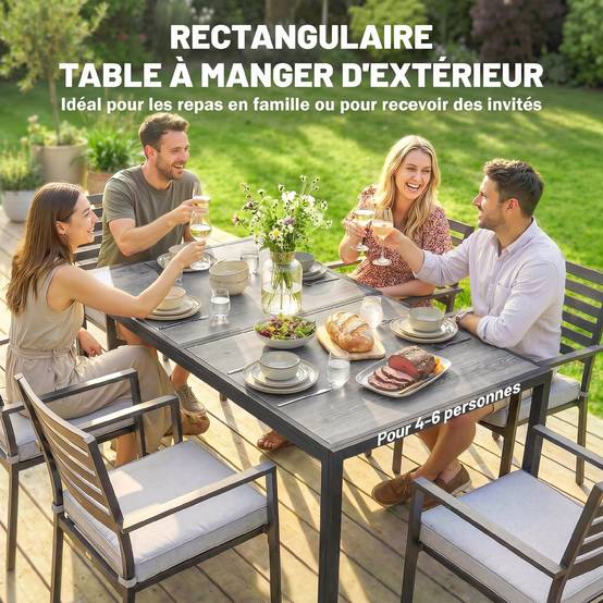 Table de jardin acier gris 150 x 80 x 74 cm - PANGIVO - Image 6