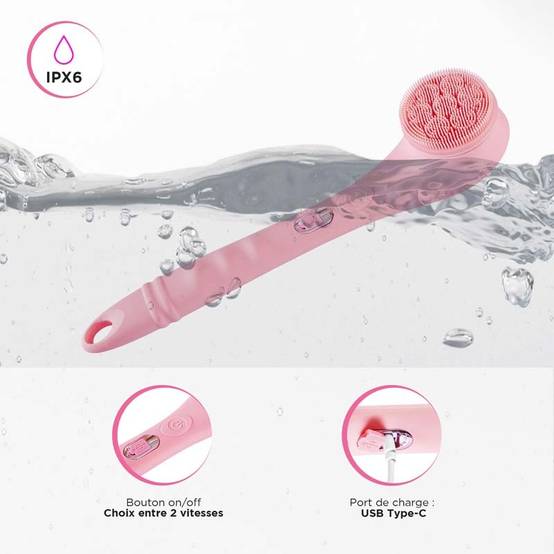 Brosse De Douche électrique Rose Sans Fil 4en1 Cleanbody Yoghi - Image 4