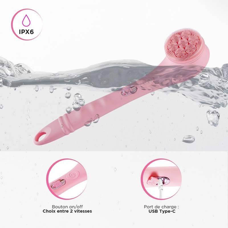 Brosse De Douche électrique Rose Sans Fil 4en1 Cleanbody Yoghi - Image 4
