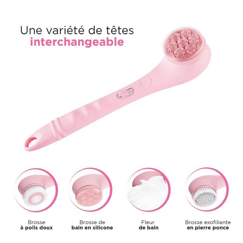 Brosse De Douche électrique Rose Sans Fil 4en1 Cleanbody Yoghi - Image 2