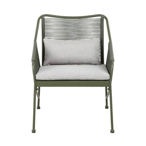 Salon de jardin ANA 4 places en acier KAKI coussins gris clair Beau Rivage - Image 7