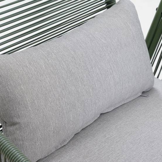 Salon de jardin ANA 4 places en acier KAKI coussins gris clair Beau Rivage - Image 4