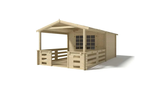 Altanka - Abri de jardin en bois - 3x4 m + terrasse avec balustrade et avant-toit en bois - 21 m2 - DOM430+DOM394+DOM395+POD04 - Imagen 1