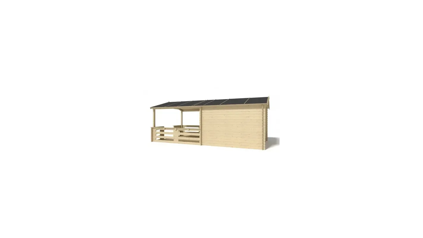 Altanka - Abri de jardin en bois - 3x4 m + terrasse avec balustrade et avant-toit en bois - 21 m2 - DOM430+DOM394+DOM395+POD04 - Imagen 6