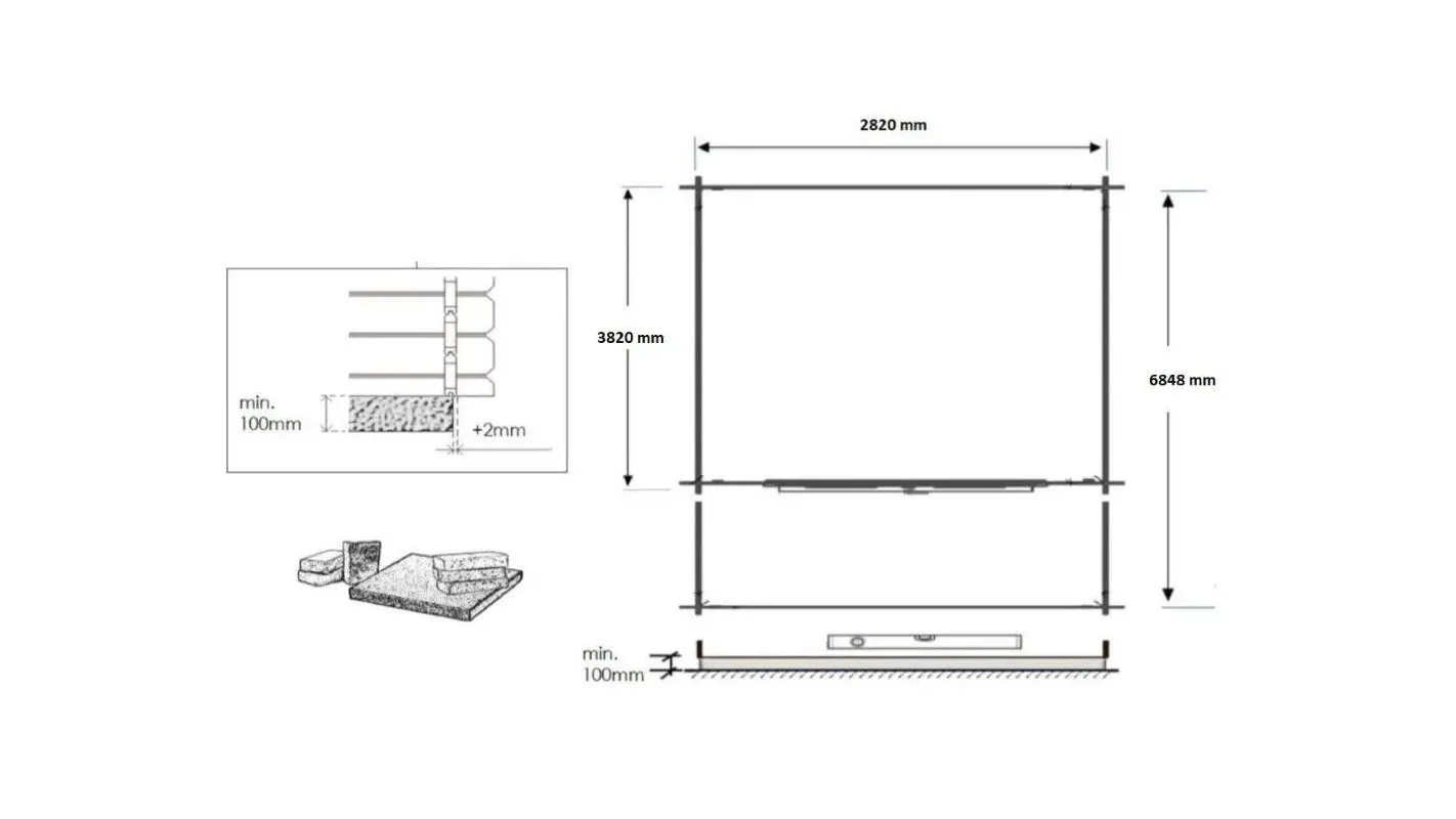 Altanka - Abri de jardin en bois - 3x4 m + terrasse avec balustrade et avant-toit en bois - 21 m2 - DOM430+DOM394+DOM395+POD04 - Imagen 3