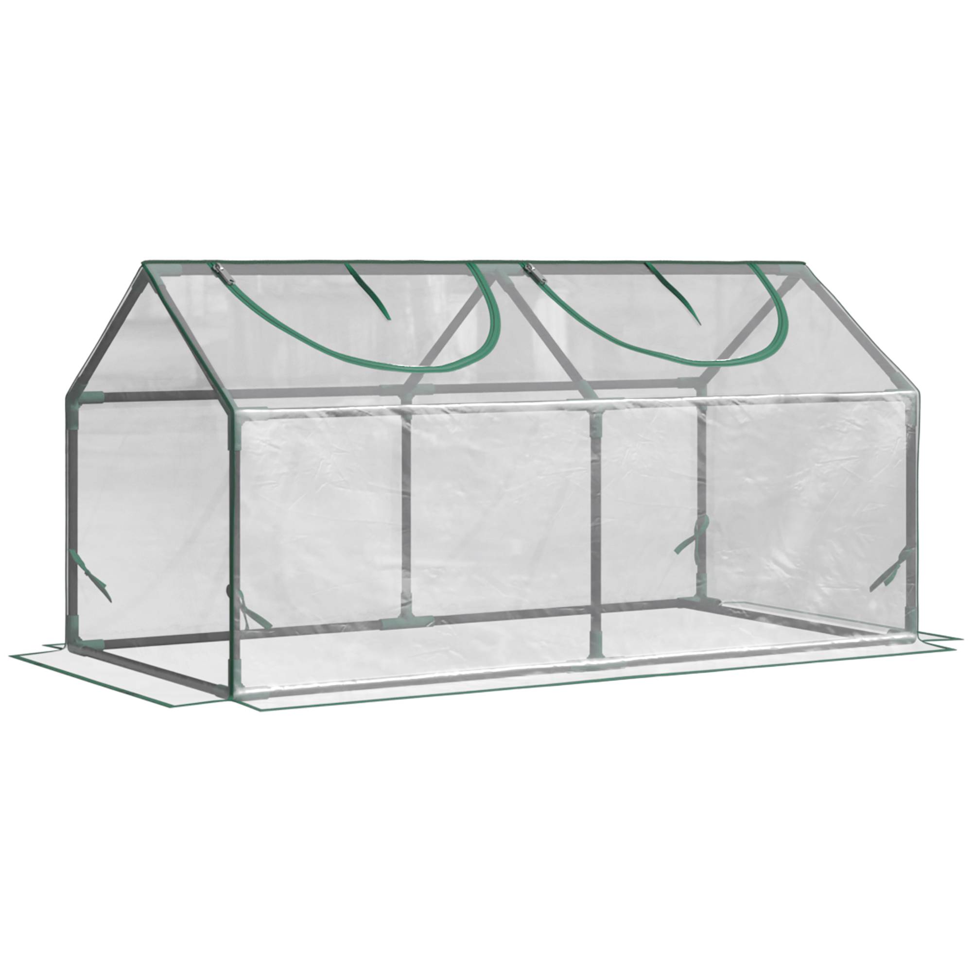 Mini Serre Tunnel Jardin PVC Acier Hivernage Semis 2 Fenêtres 120x60x60cm - ComfortXL Outdoor Living - Image 2