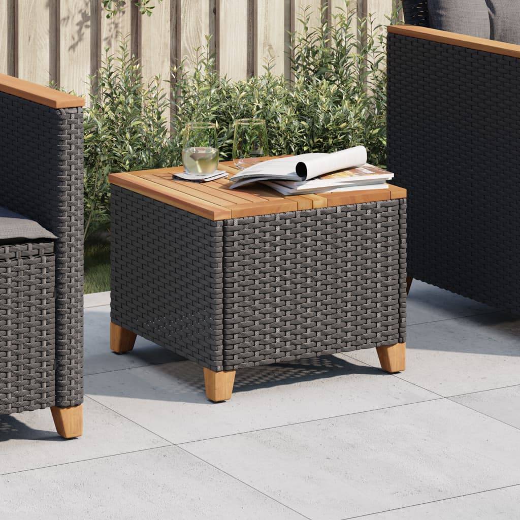 PANGIVO - Table de jardin résine tressée bois acacia noir 45x45x37 cm - PANGIVO - Image 1