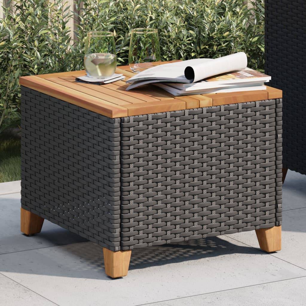 PANGIVO - Table de jardin résine tressée bois acacia noir 45x45x37 cm - PANGIVO - Image 3
