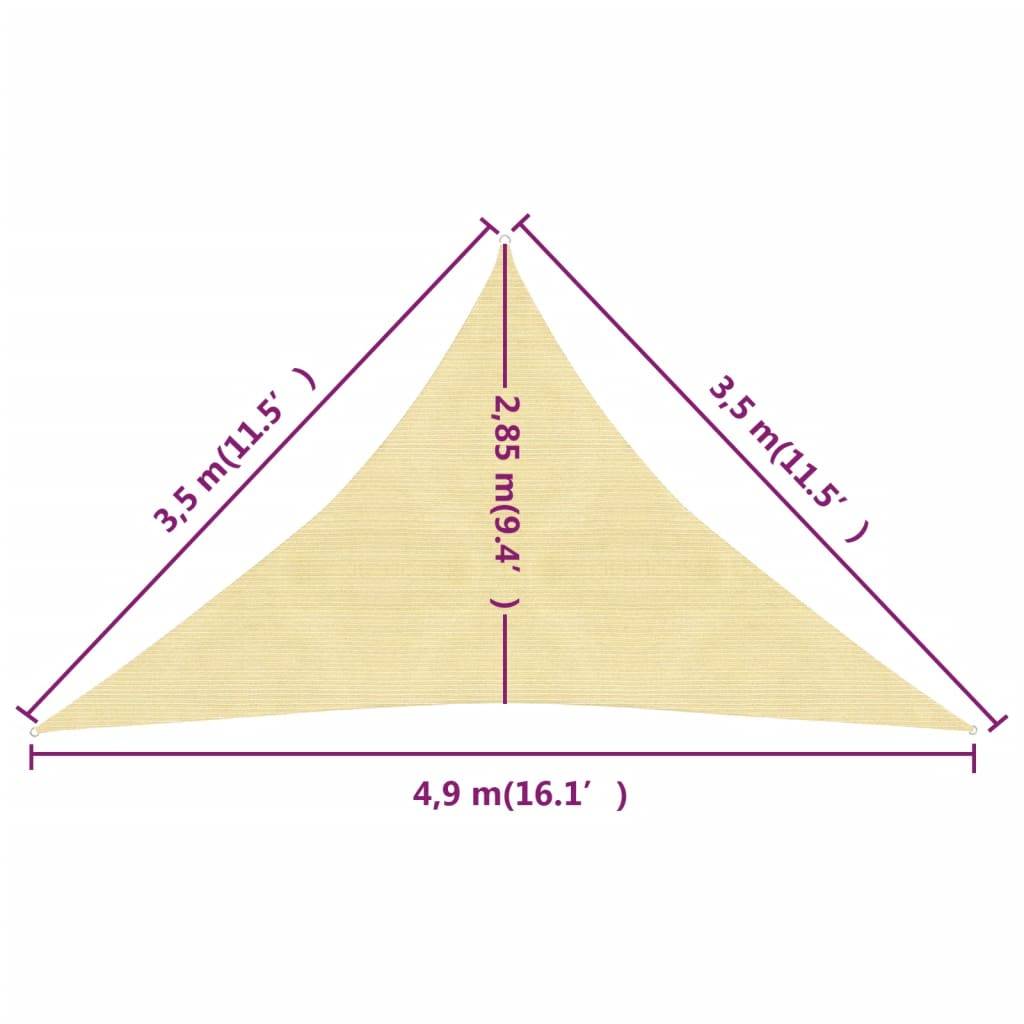 Helloshop26 - Voile toile d'ombrage parasol 160 g/m² PEHD 3,5 x 3,5 x 4,9 m marron - Imagen 6