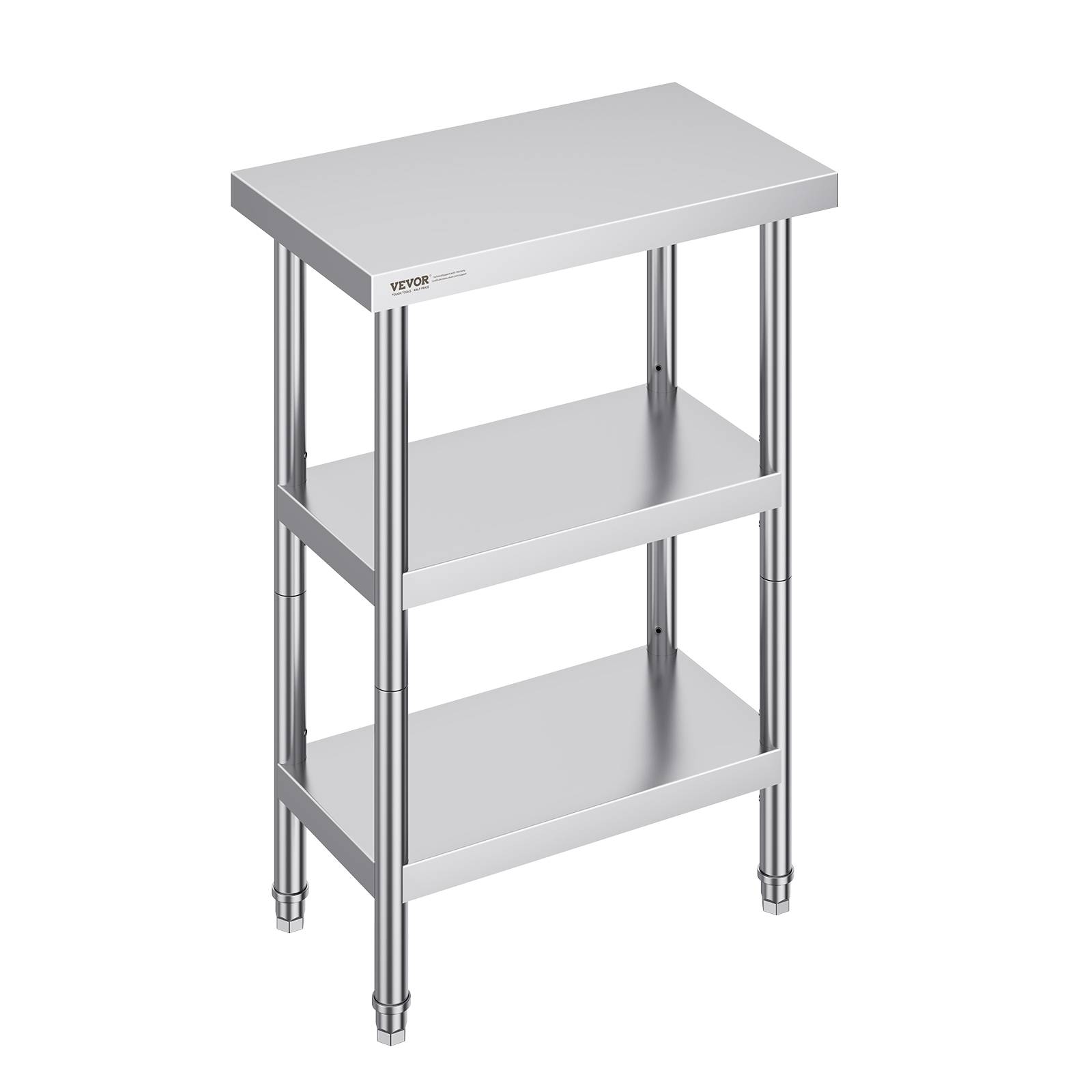 VEVOR Station préparation inox 14"x24"x34". Pour cuisines commerciales, 2 étagères flexibles. Barbecue, domicile. - Image 1