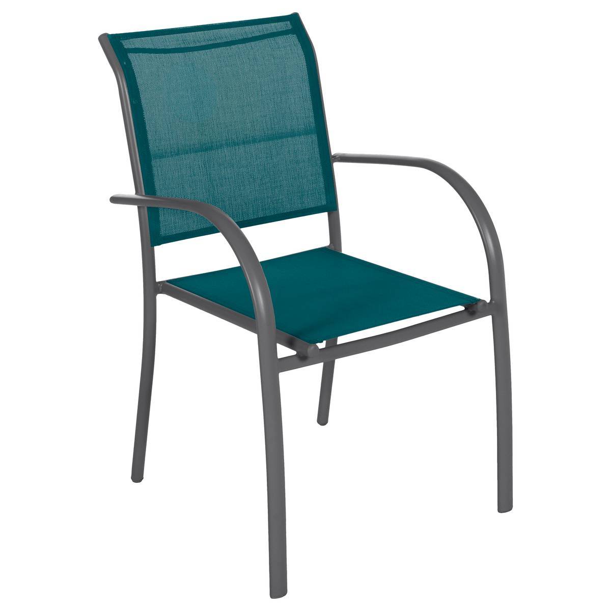 Hesperide - Fauteuil de jardin empilable "Piazza" bleu canard & graphite en aluminium traité époxy Hespéride - Image 1