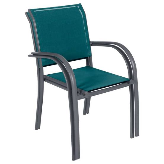 Hesperide - Fauteuil de jardin empilable "Piazza" bleu canard & graphite en aluminium traité époxy Hespéride - Image 2