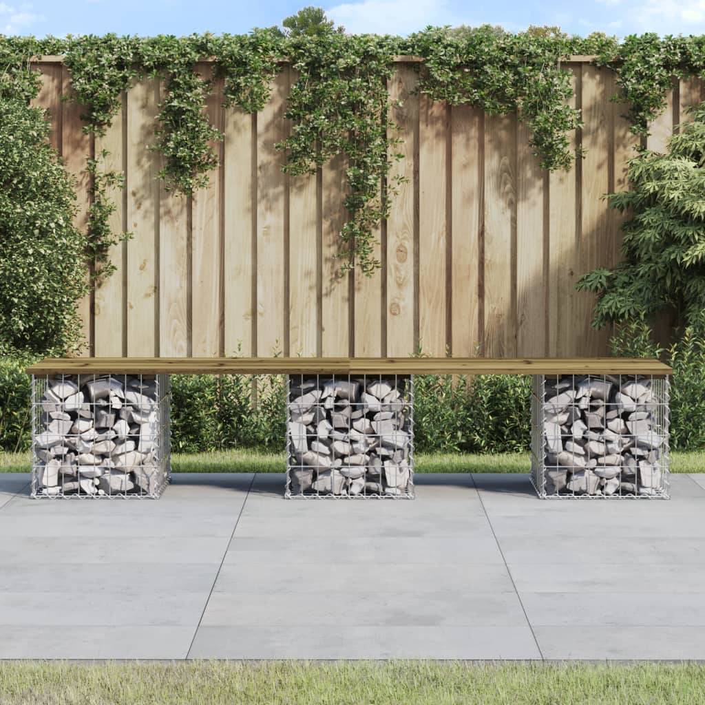 Maison Chic - Banc de jardin - Banc d'extérieur - Banquette design gabion 203x44x42 cm bois de pin imprégné - Imagen 2