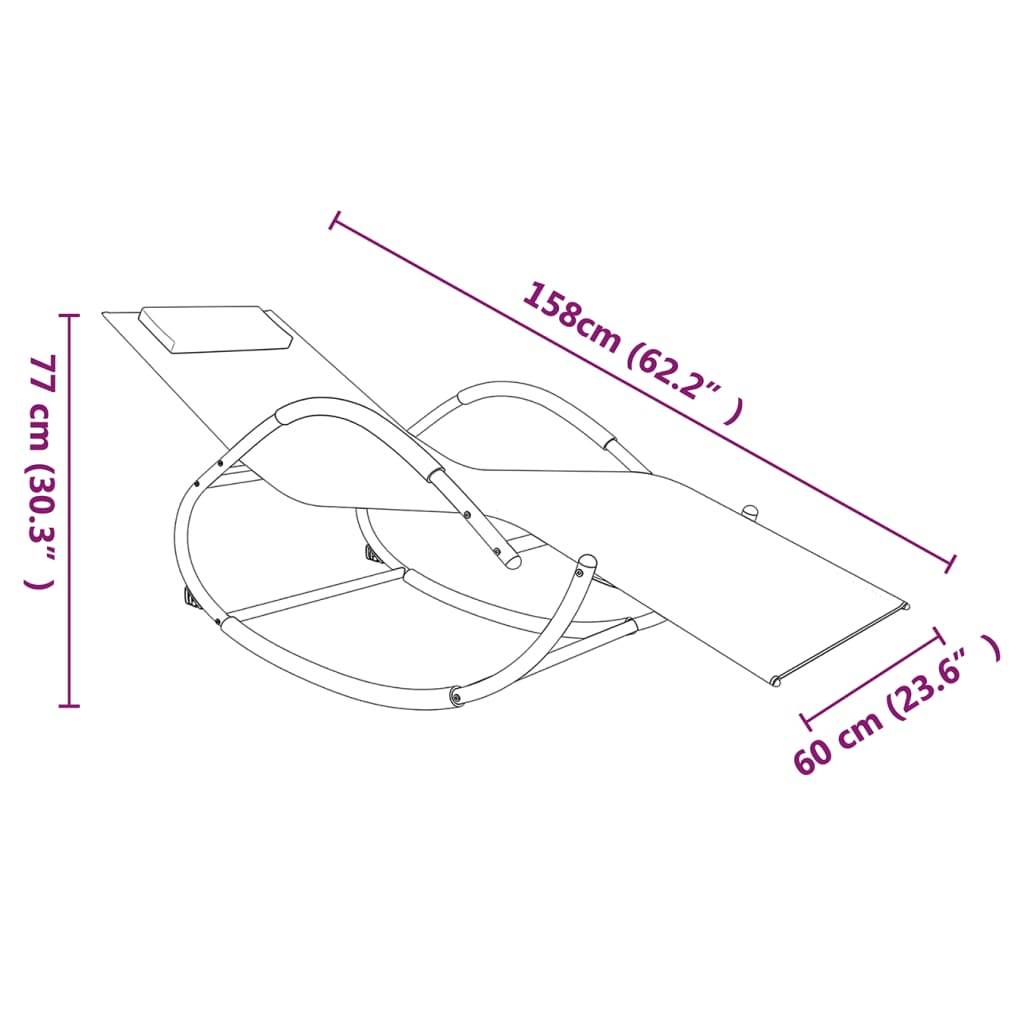 Helloshop26 - Transat chaise longue bain de soleil lit de jardin terrasse meuble d'extérieur à bascule gris acier et textilène - Imagen 5