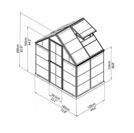 Canopia - Serre de jardin en polycarbonate Harmony 2,33 m², Couleur Argent, Ancrage au sol Oui - Imagen 3