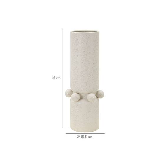 Paris Prix - Vase Cylindrique en Céramique "Bubbles" 41cm Crème - Image 6
