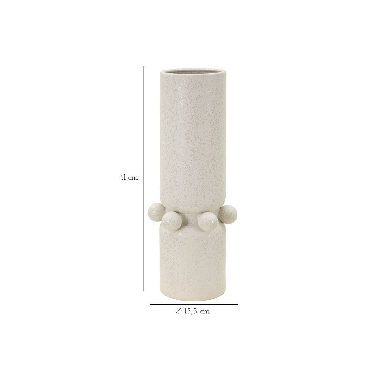 Paris Prix - Vase Cylindrique en Céramique "Bubbles" 41cm Crème - Image 6