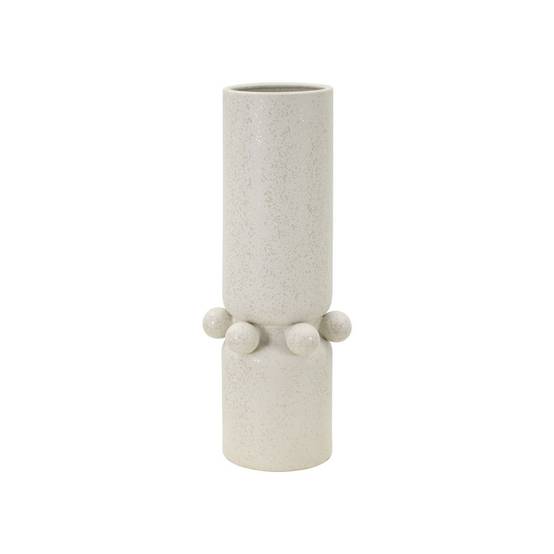 Paris Prix - Vase Cylindrique en Céramique "Bubbles" 41cm Crème - Image 1