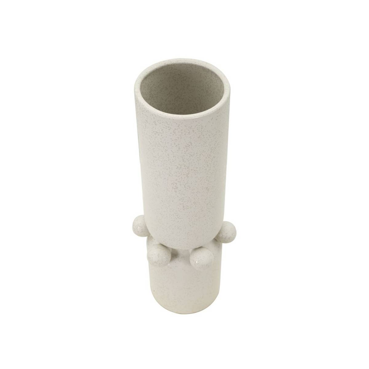 Paris Prix - Vase Cylindrique en Céramique "Bubbles" 41cm Crème - Image 2