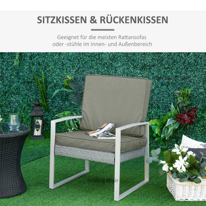 Lot 2 Coussins Assise et Dossier Polyester Jardin Déhoussable 56x52x7cm Gris Foncé - ComfortXL Outdoor Living - Image 6