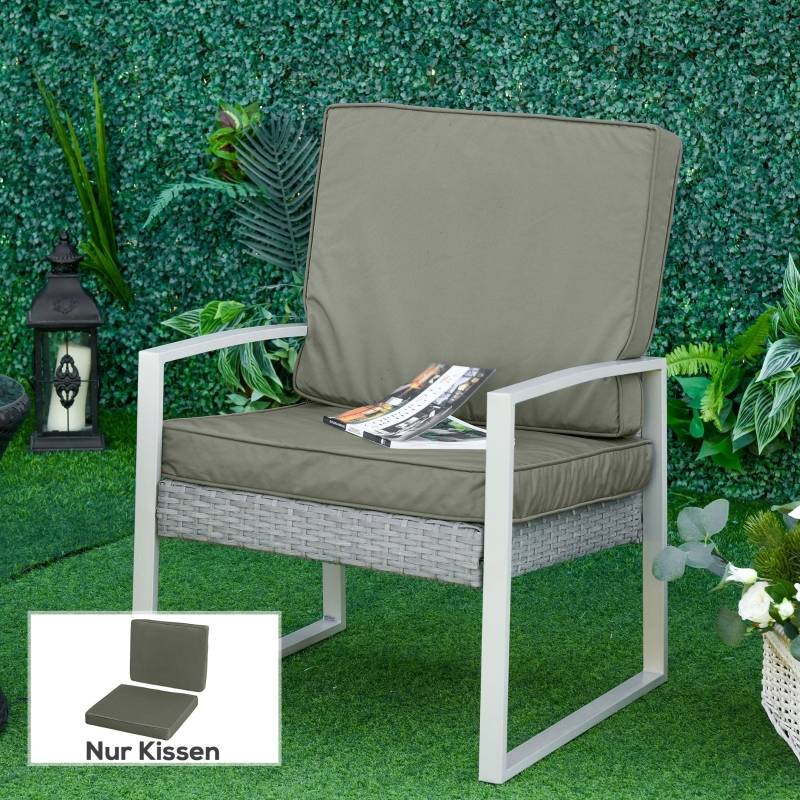 Lot 2 Coussins Assise et Dossier Polyester Jardin Déhoussable 56x52x7cm Gris Foncé - ComfortXL Outdoor Living - Image 1