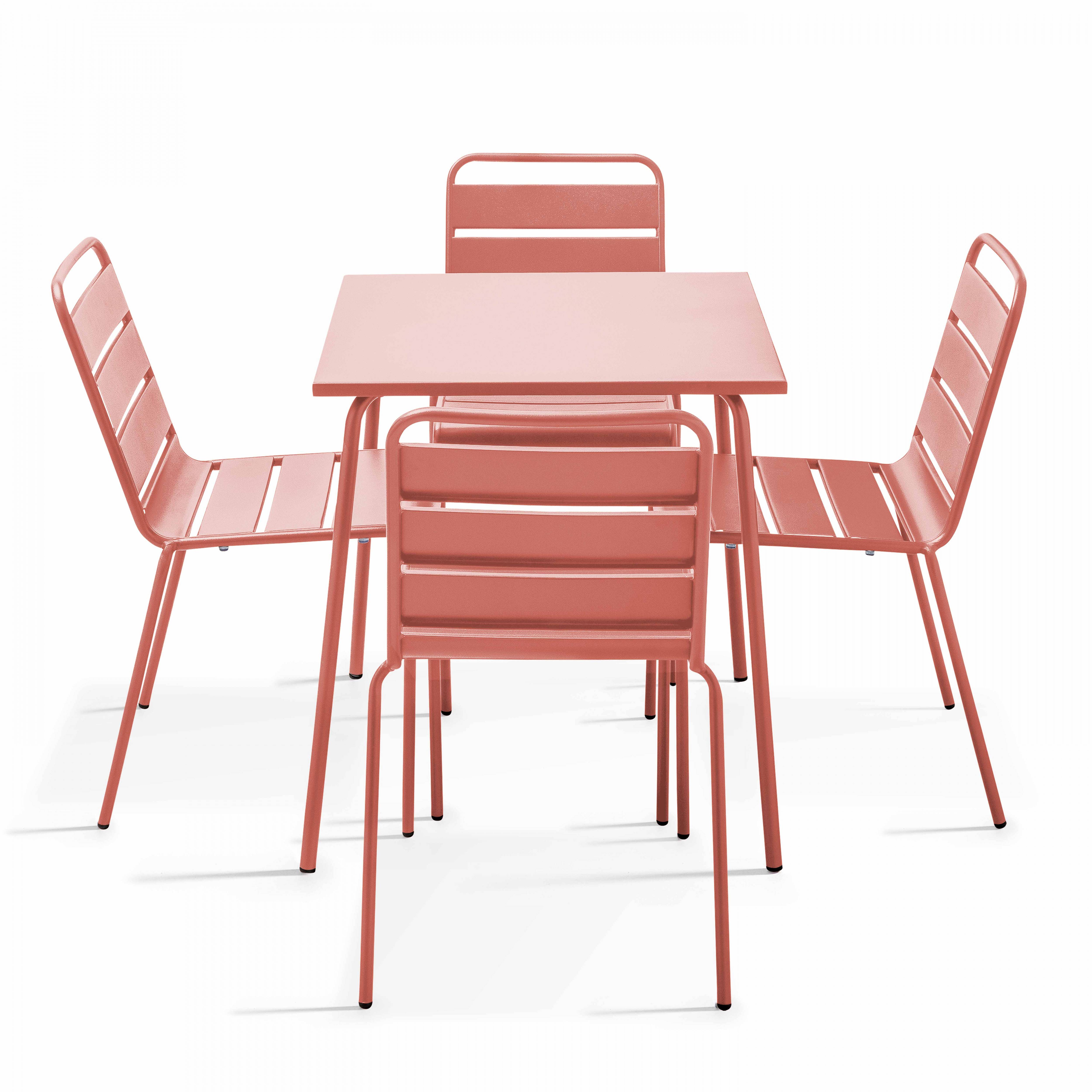 Oviala - Ensemble table de jardin et 4 chaises en métal argile Palavas - Oviala - Imagen 1