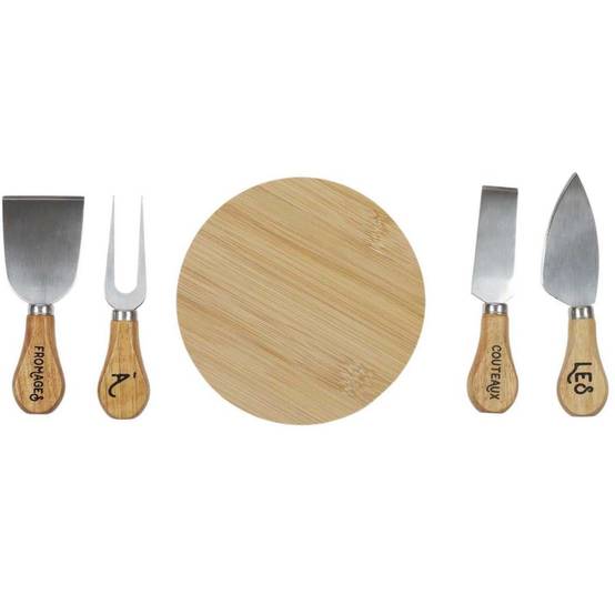 Cook Concept - Coffret à fromages planche en hévéa et 4 couteaux - Image 1