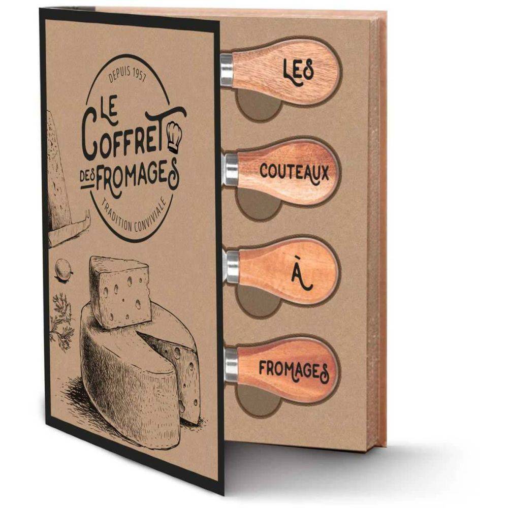 Cook Concept - Coffret à fromages planche en hévéa et 4 couteaux - Image 4