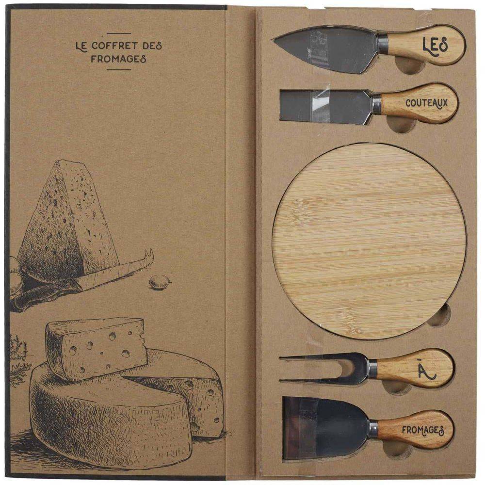 Cook Concept - Coffret à fromages planche en hévéa et 4 couteaux - Image 2