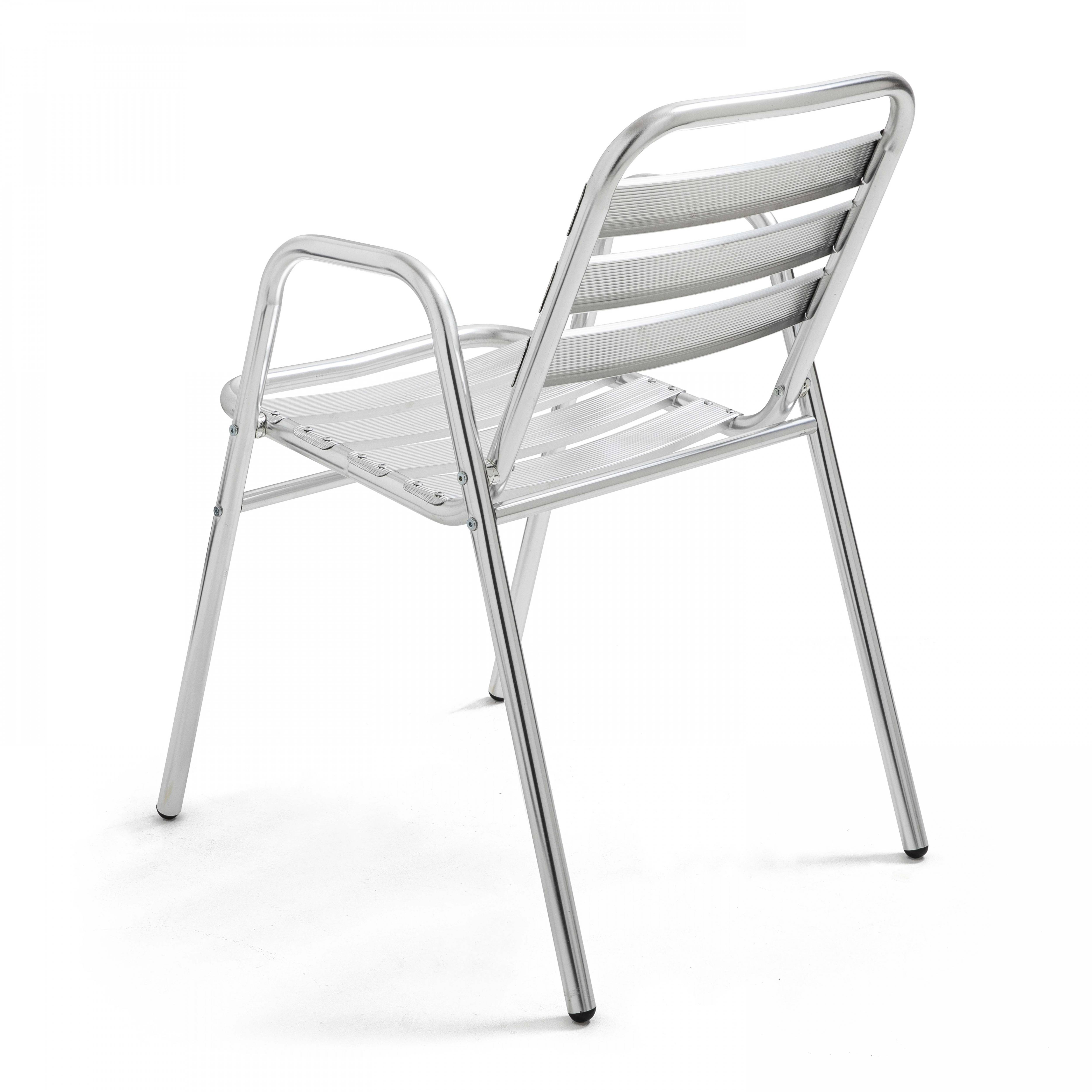 Oviala - Ensemble table de jardin bistrot inclinable 4 places aluminium gris Brixton - Oviala - Imagen 6